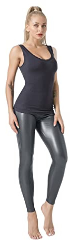 JOPHY & CO. Leggings ajustados Skinny para mujer, bielásticos, piel sintética, Push-Up, colores brillantes (cód. 9810), gris, S