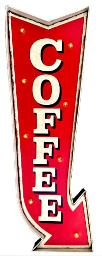 DiiliHiiri Decoración para Cafeterias Retro — Adornos para Cocina y Hogar, Cartel Luminoso Led de Cafe, Accesorios de Cocina, Cartel Tipo Viejo y Antiguo, Letrero Luminoso Cafe | 70x26x5cm,