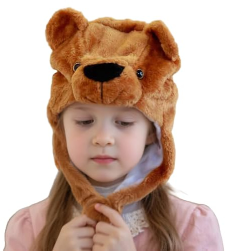 PENINSULA LOVE Kids Plush Warm Animal Hat Furry Dog Tiger Rabbit Winter Hat Funny Earflap Beanie Cap