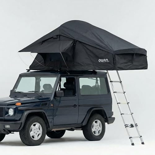 Dachzelt Owen Two + Schwarz mit Vorzelt | Geräumig und komfortabel | Autodachzelt inkl Vorzelt | Farbe nach Wahl | Camping auf dem Auto | Campingzubehör