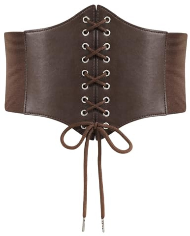 WERFORU Cinturón Waspie Tied Mujer,Cinturón Ancho Corsé Elástico Cintura Cinturón, marrón, Passend für Taillengröße 57-66cm