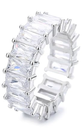 GAUEIOUR Matrix Stone Ring - Fashionable Personality Full Diamond Rectangular Classic Silver Geometric Ring