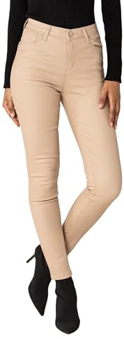 Nina Carter LC001 Damen High Waist Hose in Lederoptik Push-Up Stretchjeans