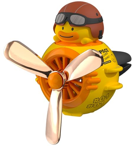 Diffusore Profumo Auto Simpatico Anatra Pilota, Car Vent Deodorante per Ambienti Elica Rotante Automotive Uscita Aria Ventilatore Deodorante Creativo Auto, Accessori Auto Cute