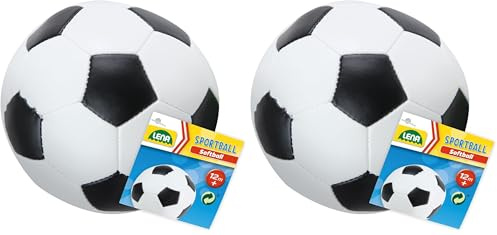 Lena 62177EC Soft-Fußball schwarz/weiß 13 cm - Softball Fußball aus Schaumstoff für Langen Ballspielspaß, Kinder Schaumstoffball Indoor & Outdoor (Packung mit 2)