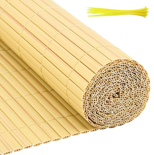 Gimisgu - Recinzione frangivista in polivinilcloruro (PVC) per balcone, resistente agli agenti atmosferici, protezione da sguardi indiscreti con fascette di plastica, triplo rinforzo per la copertura