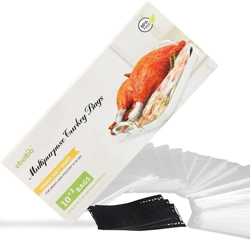 ebelbo Große Truthahnbeutel (100 Stück): Ofen Kochen Bratbeutel für Huhn, Fleisch, Schinken, Meeresfrüchte, Gemüse, Haus und Garten, Beutel für Ernte, 48,3 x 59,7 cm