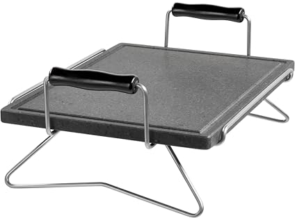Piastra in Pietra LAVICA Ollare 40x30x2 cm con TELAIO ACCIAIO INOX - Refrattaria dell’Etna per Forno Elettrico & Gas, Barbecue, Bistecchiera per Pizza e Carne