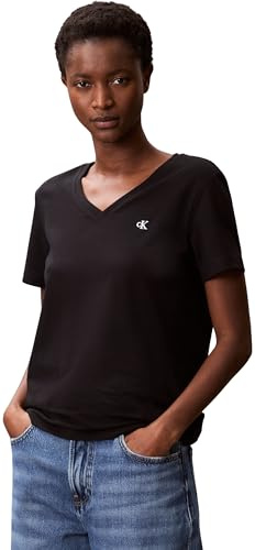 Calvin Klein T-Shirt Manches Courtes Femme Archive Jersey Tee avec Col en V