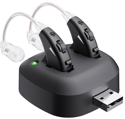 JINGHAO Wiederaufladbarer Sound-Verstärker, Geräusch Verstärker, Klang-Verstärker für hinter Ohr – Ear Enhancer, Hochwertige Surround-Noise-Unterstützung USB Ladestation