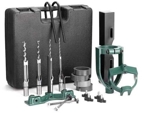 Mortising Attachment for Drill Press, Bench Drill Locator Set for Mortising Chisels Drilling Machine, Square Hole Hollow Chisel Mortiser Drill Bit for Woodworking, Mortise and Tenon Joint Tools Colare
