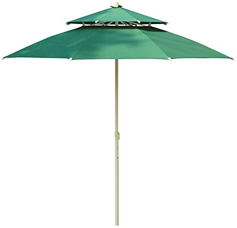 Sombrilla de patio de 7.5 pies, sombrilla de exterior de 2.3 m, parasol de doble techo, resistente al viento y al agua, perfecta para jardín, balcón, playa y terraza.