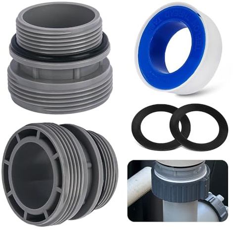 Adaptador Manguera Piscina,Adaptador Piscina Intex-Para Manguera de 40 mm a 1 1/2 Pulgadas-,Accesorio Manguera Piscina,Con Tiras de Sellado de PTFE y Cinta Adhesiva