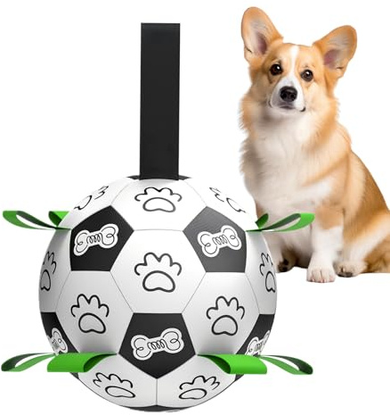 Balle De Jouet Pour Chien | Set De Jeu Interactif Et Robuste | Ballon De Football Pour Chien Avec Lanières | Activités De Plein Air Au Jardin Pour L'Entraînement Le Jeu La Famille L'Exercice Et La Réc