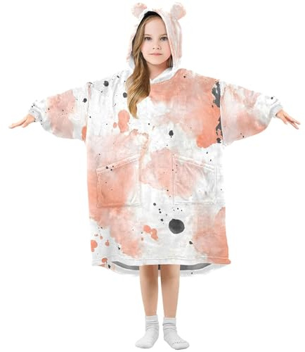 Sevdomey Manta de acuarela con salpicaduras de tinta para niños y niñas, sudadera con capucha de doble capa, sudadera de gran tamaño, Salpicaduras de tinta de acuarela, M