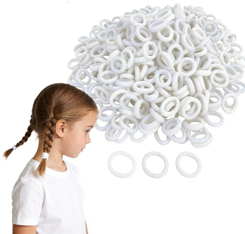 YAWYO 300 Stk. Haargummis Kleinkinder, Elastische Zopfgummis 20mm, Haarstifte für Mädchen, Babys und Kinder (Weiß)