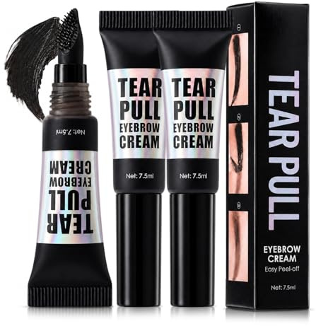 3 Piezas Gel tintado para cejas,Peel Off Tattoo EyebrowGel,Tinte Semipermanente Para Cejas,Resistente Al Agua Y Al Roce,Aplicación Fácil,para Mujeres(negro)