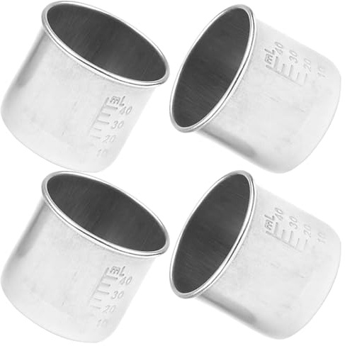 Sosoport 4 Vasos Graduados Portátiles para Medicamentos, Vaso de Medicina de Acero Inoxidable, 40ml, Plata, Medición Precisa, sin Fugas, 4 Pcs, para Laboratorio