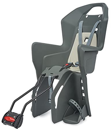 POLISPORT 8631400029 - Silla Trasera KOOLAH 29'' para Bicicleta con Ruedas de 26'' a 29'' Apta para niños con un Peso de 9 a 22Kg con Anclaje en el Cuadro en Color Gris carbón/Crema