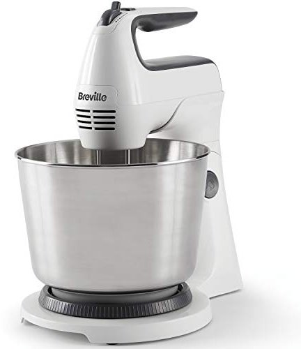 Breville Classic Combo Stand and Hand Mixer | Electric Hand Whisk and Stand Food Mixer | 3.7 Litre Stainless Steel Bowl | Swivel Control, Whisk, Dough Hooks and Beaters [VFM031]