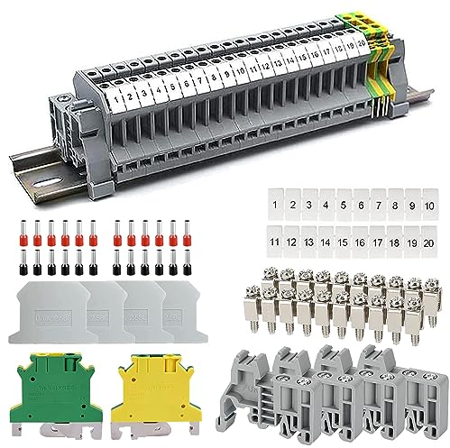 Kit de Bornes de Traversée UK 2.5N Borniers Bornes sur Rail DIN, Bornier Sur Rail DIN Kit de Borniers sur Rail DIN pour Projets D'automatisation Conversion de Circuit