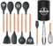 TTSTOIEE ustensiles de cuisine, Kitchen utensils set 11 pièces with wooden handle silicone, Black