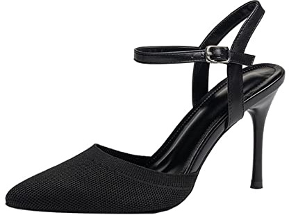 Escarpins Femmes Bride Cheville Boucle Bout Pointu Talon Haute Aiguilles Chaussures Bouche Peu Profonde Chic Talon Haut pour Soirée Robe De Banquet Mariée 5
