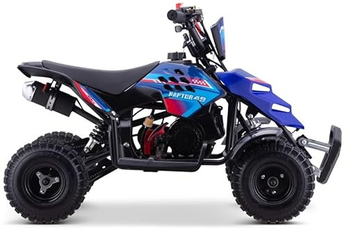 Miniquad Infantil Gasolina Raptor-R4 49cc (Gasolina Mezcla), Azul, niños de 4 a 10 años
