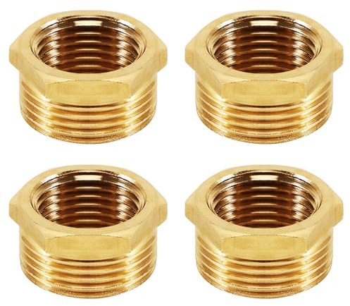 Lot de 4 réducteurs en laiton, 3/4 vers 1/2, filetage extérieur sur filetage intérieur, raccord réducteur en laiton pour conduites d'eau (AG Ø 25 mm x IG Ø 20 mm)