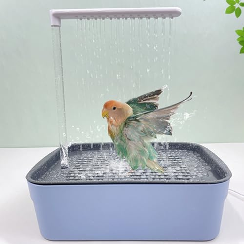 Hyunlai Baignoire automatique pour oiseaux montée sur cage avec circulation de l'eau – Douche autonettoyante pour perruches, calopsittes et petites perruches – Installation sans outil