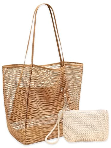 MLPKOI Borsa Mare Donna Grande, Famiglia Borsa Spiaggia Donna, bBorsa Rete Spiaggia, Pieghevole Borse a Tracolla per Viaggio Picnic Vacanze, Shopping Bag, Borse Tote per Mare Viaggio Shopping