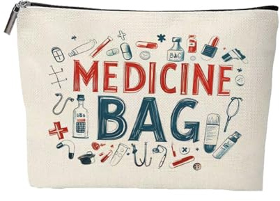 Travel Medicine Bag, Medication Bag for Travel, Medicine Bags for Travelling for Travelling Meds Toiletry Bags Portable Make Up Zipper Pouch for Medication Pills Med Kit Bag for Bedroom