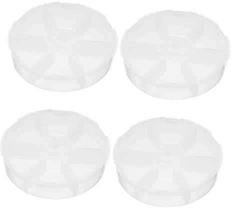 WOONEKY 4 pièces Boîte de Rangement Bijoux Ronde Transparente Compartiments Organisateur de Perles et Petits Accessoires Étui Empilable Multi-usage pour Artisanat et Rangement Précis