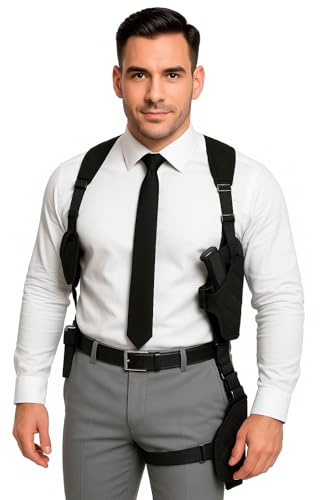 Taktisches Schulterholster Schwarz inkl. Pistole Kostüm-Zubehör für SWAT, Militär & Agent Polizei-Holster Waffen-Holster Schulterhalfter Polizist