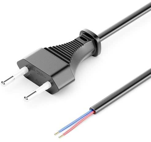 deleyCON 2m Euro-Netzkabel offenes Kabelende Typ C - Schwarz