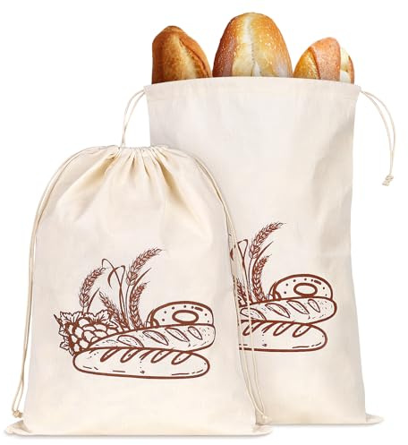 2 Piezas Bolsa Pan 44 * 32,5cm Bolsa de Pan Reutilizables con Forro de Cera de Abeja para Almacenamiento Pan Tostado Pan Molde Integral Verduras Panecillos Frutas Compras a Granel Lavable(Cordón)