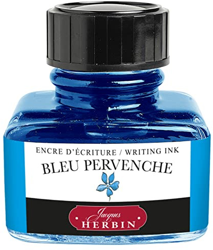 Jacques Herbin 13013T - One 30 ml Bottle of Ink for Fountain pens and Rollerball pens, Bleu pervenche/Periwinkle Blue Colour - Made in France - Calligraphy