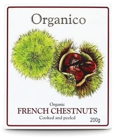 Organico - 12x 200g Organic French Peeled, Cooked Chestnuts and Vacuum Packed For Freshness. Great for Savory and Sweet Dishes, Ideal for Meat Dishes, Pastry or Stuffing. (Pack of 12)