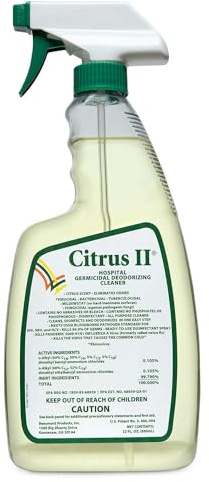 Citrus II Hospital Germicidal Deodorizing Cleaner - Fresh Citrus Scent - Disinfecting Spray - for Home, Hospital and Office Surfaces and Supplies - 22 Fl Oz