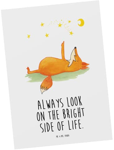 Mr. & Mrs. Panda Postkarte Fuchs Sterne - Geschenk, Träumer, Spruch schön, Spruch positiv, Geburtstagskarte, Grußkarte, Einladungskarte,