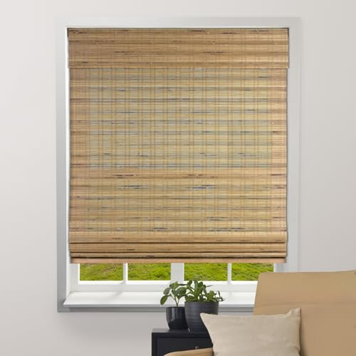 ARLO BLINDS Sheer Bamboo Roman Shades with Valance - Tuscan, 30 W x 60 H - Light Filtering Cordless Blinds for Interior Windows - Real Natural Bamboo Material - Mounting Hardware Included