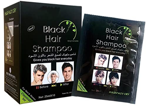 Qianren Instant Hair Dye Shampoo zum Färben schwarzer Haare, 25 ml x 10 Beutel, hält 4 Wochen