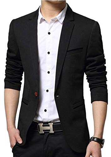 Nemopter – Chaqueta casual elegante para hombre slim fit, con un botón Negro XL