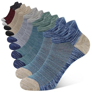 CLOSEMATE Mens Colourful Trainer Ankle Socks Non Slip Cotton 5 Pairs | Heel tab & reinforced toe, breathable moisture-wicking, durable mesh-knit, combed cotton, ideal for training & daily wear