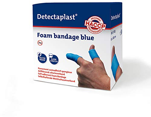 Compressa Detectaplast, compressa autoadesiva per ferite e lesioni, cerotto in rocchetto impermeabile per manipolare alimenti, super elastico, 6 cm x 1 m