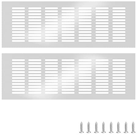 GZGXKJ 2 Stücke Silber 300mm x 100mm Zinklegierung Lüftungsgitter Abschlussgitter Insektenschutz Abluft Zuluft Metall Gitter