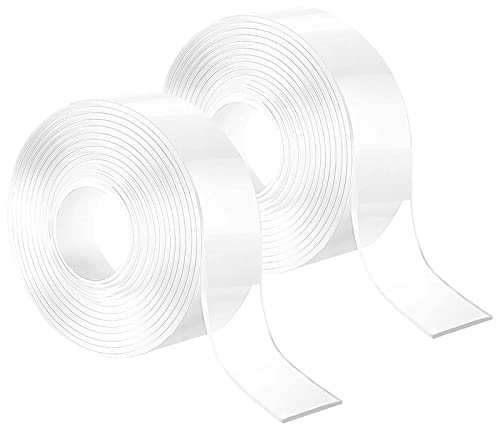 SANLI TAPE Doppelseitiges Klebeband Extra Stark Nano Klebebänder Transparent Ablösbar Klebestreifen Spurloses Wiederverwendbares Klebeband für Teppich, Fotorahmen, Küche (2mm×3cm×3m)
