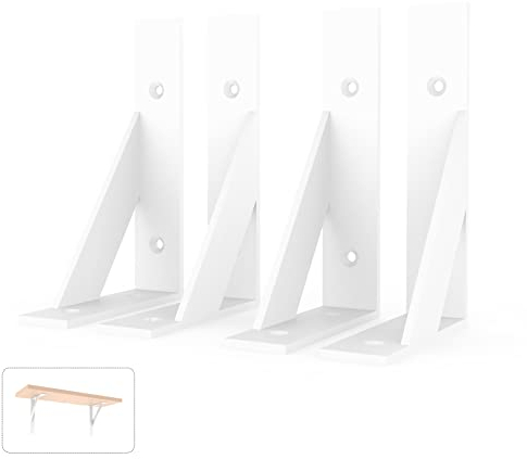 SPOROOT Weiß Regalhalterung,Regalwinkel Schwerlast Regalhalterungen,Rechtwinkliges Design,Dreieckige Stütze Winkel Regal, Regalhalterung Rustikal 100 x 150mm,4er-Set