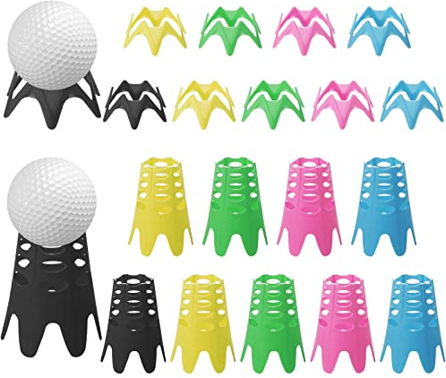 LUTER 20pcs Golf Tees, Plastic Golf Simulator Tees Training Golf Practice Mat Tees for Lawn Home Outside Golf-Lover Athletes (10 Tall & 10 Small, Multicolored)