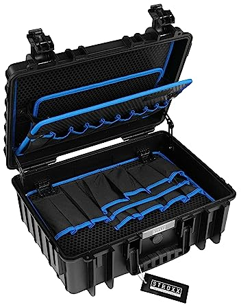 STROXX® TOUGH Case Werkzeugkoffer | Werkzeugkasten | Schlagfest | Ergonomisch | 34 Werkzeugfächer und 25 Werkzeugschlaufen | Staubdich und Spritzwassergeschütz